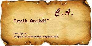 Czvik Anikó névjegykártya